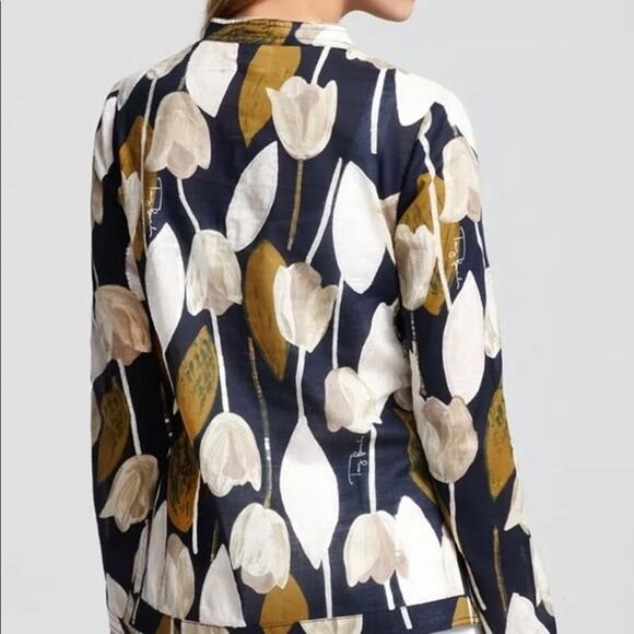 TORY BURCH Tulip Print Sequin Embellished Tunic Blouse Top Size 2 - Picture 3 of 10